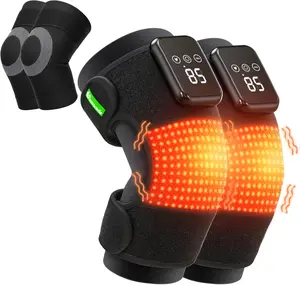 3-in-1 Knee Massager for Pain Relief with Heat, Portable Heated Knee Brace with Extension Strap for Knee, Elbow & Shoulder, Cordless Rechargeable Electric Massagers for Joint Comfort (Pair)
