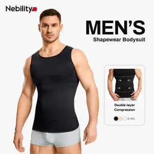 【Nebility】 Men’s Silky Soft Compression Shapewear Tank, Slimming Body Shaper Vest with Waist & Chest Support, Stretchy, Odor-Resistant, Breathable Muscle Tank for Daily Comfort, Menswear, Tanktop