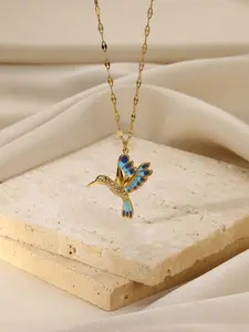 Colorful Hummingbird Stainless Steel Pendant Necklace, Unisex Jewelry, Durable, Elegant, Fashionable and Unique Design, Perfect for Men and Women
