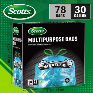 Scotts 30 Gallon Boxed Disposable Non-Rip Blue Large Drawstring Garbage Bags for Large Kitchen Trash Cans, Super 113.5 Liter Industrial, Garden, Home, Commercial Multi-Purpose Cleaning Supplies - Durable, Leak-Proof, Easy to Use Trash Bags
