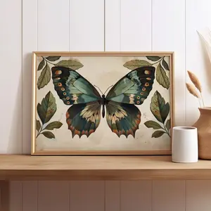 Iridescent Butterfly Wall Art – Vintage Botanical Insect Poster – Boho Room Decor – Unframed, 5 size, 8x12 to 27x40 inch