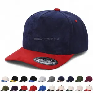 Suede Baseball Cap Snapback Adjustable Size Hat 5 Panel Men Women Visor