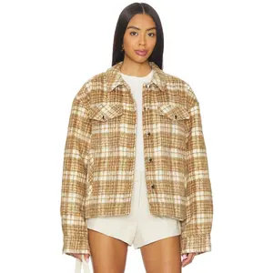 GUIZIO Quilted Plaid Jacket in Brown