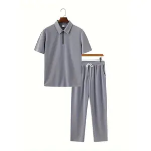 Men's Fashionable Four-Season Suit Set - Casual Sportswear Polo Shirt & Trousers - Perfect for Streetwear, Outdoor, Vacation, Party, Golf - Ideal Gift for Couples Menswear Pants Top Formal Gamis Chainsaw
