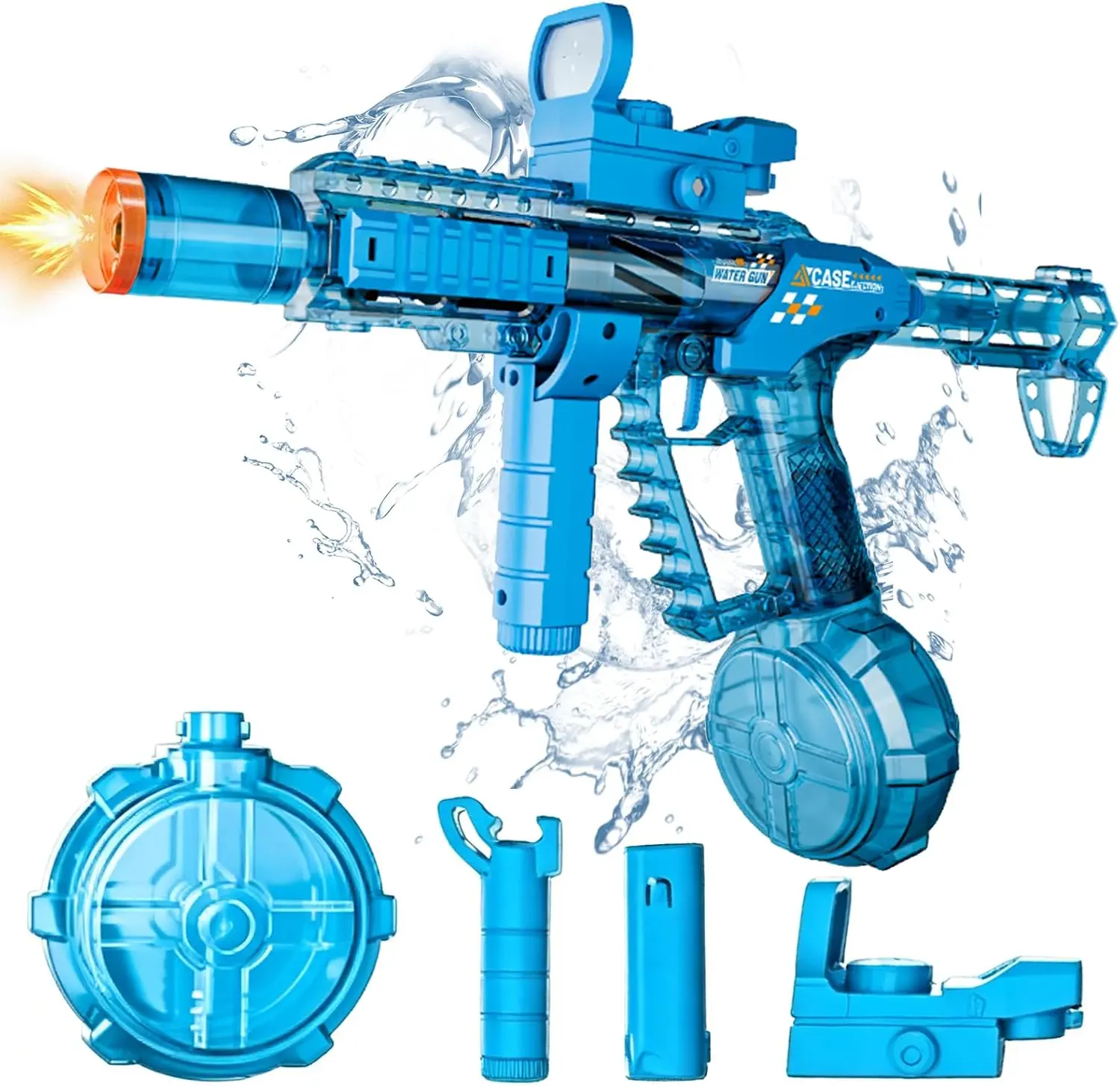 Automatic Electric Water Gun for Kids & Adults, Rechargeable Water Blaster Toy, Long Range 32-35 FT, Blue, Summer Outdoor Pool Beach Water Fighting Toy