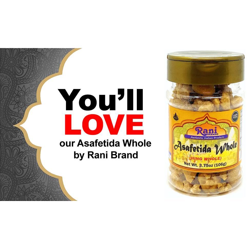 Rani Asafetida (Hing) Whole 3.75oz (106g) PET Jar ~ All Natural | Salt Free | Kosher | Vegan | Asafoetida Indian Spice | Best for Onion Garlic Substitute