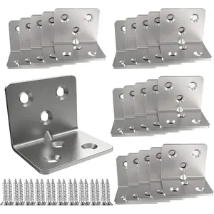100pcs Stainless Steel L-Shaped Corner Code 90 Degree Laminated Furniture Plate Hardware Right Angle Bracket Cabinets Plate Bracket