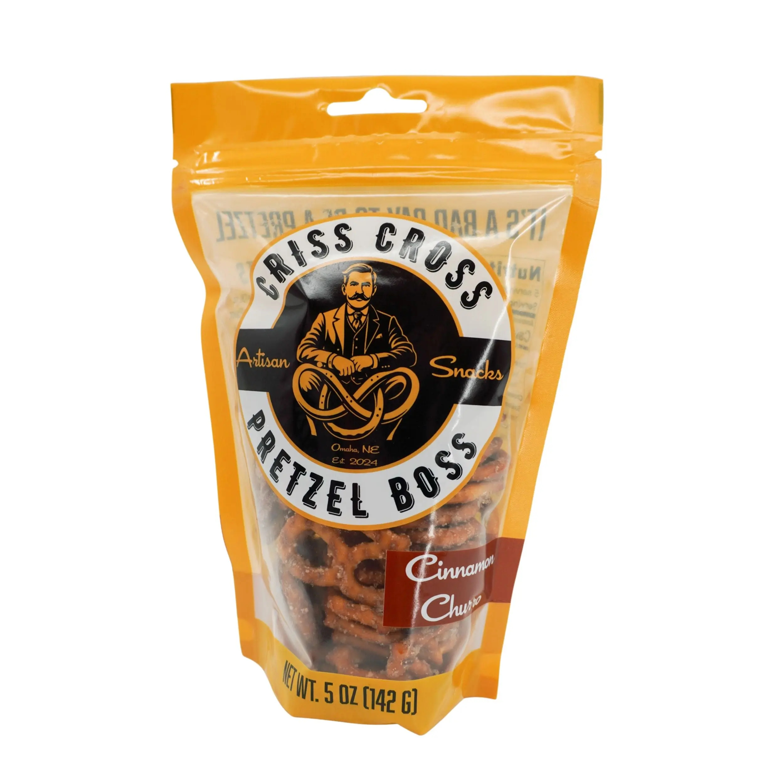 Cinnamon Churro Flavored Pretzels | 5 oz | Criss Cross Pretzel Boss