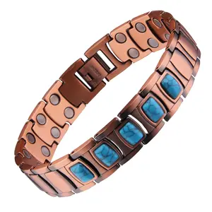 Gorgeous Turquoise Pure Copper magnetic bracelet Double Magnets Renew balance energy Power Calm Joy arthritis pain relief RX