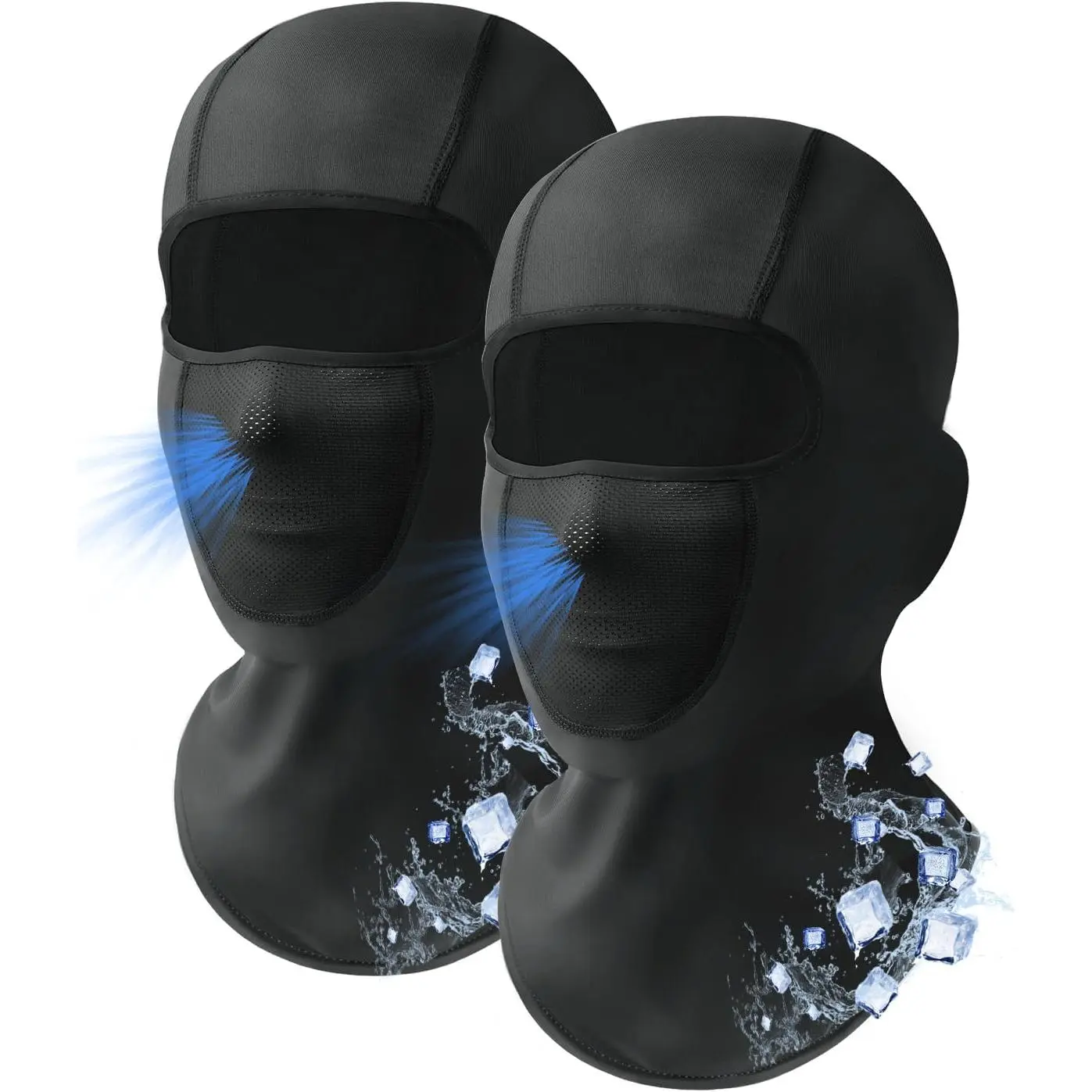 2-Pack Cooling Ice Silk Windproof Face Mask for Men & Women, UPF 50+ Sun Protection Hood, Breathable Balaclava Helmet Liner for Riding