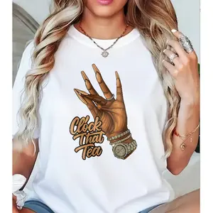 Clock That Tea Hand T-Shirt, Sassy Black Girl Magic Tee, Trendy Casual Top