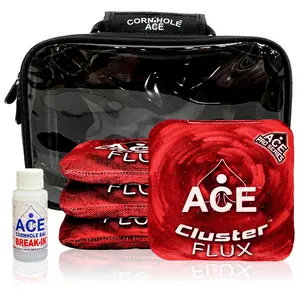 Cluster Flux Red Cornhole Bag Kit | 4 Bags + Break-In Kit + Carry Case