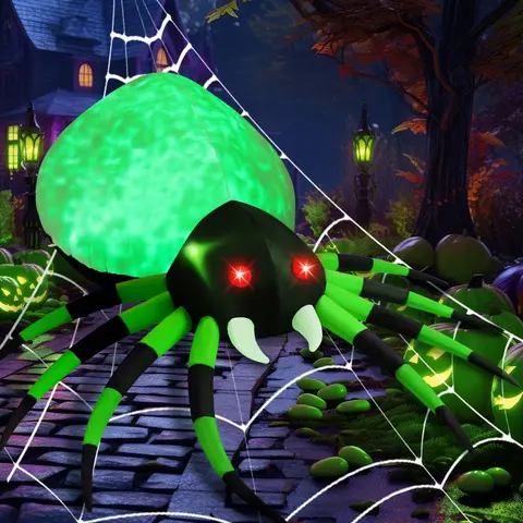 GOOSH 8ft Tall Giant Spider Halloween Inflatable - CE and UL-Certified Outdoor Garden Decor with LED Lights, Waterproof Wicked Ornament, Easy Use and Storage Party Decor Design for Horror Lovers