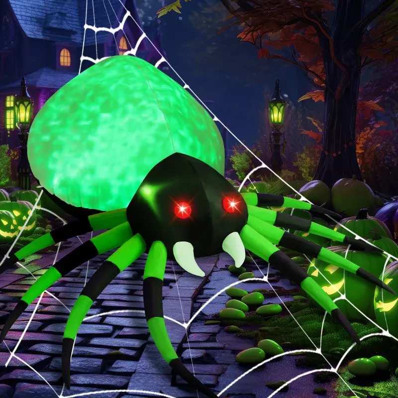 GOOSH 8ft Tall Giant Spider Halloween Inflatable - CE and UL-Certified Outdoor Garden Decor with LED Lights, Waterproof Wicked Ornament, Easy Use and Storage Party Decor Design for Horror Lovers