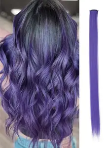 Lehanhair 3pcs Women's Trendy 20inch Long Straight Synthetic Clip-in Hair Extensions, Natural Fluffy Striking Hair Extensions for Highlight, Fashionable Hair Pieces for Daily & Party Decoration, Synthetic Clip Hairpiece