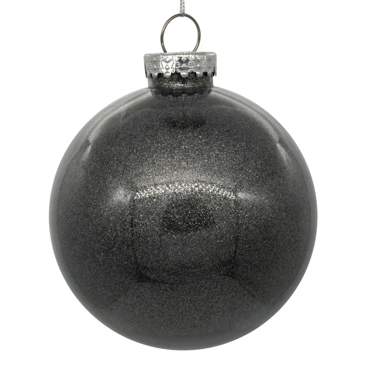212 MAIN 6-in Glitter Pewter Ball String Christmas Decor, Bag of 4 Festive Home Decor Ornaments for Home & Party Use, Home Decor Ornament