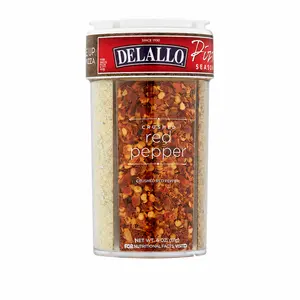 DeLallo Garlic Italian 4 Spice Variety Pizza Seasoning Shaker with Red 3.2 oz