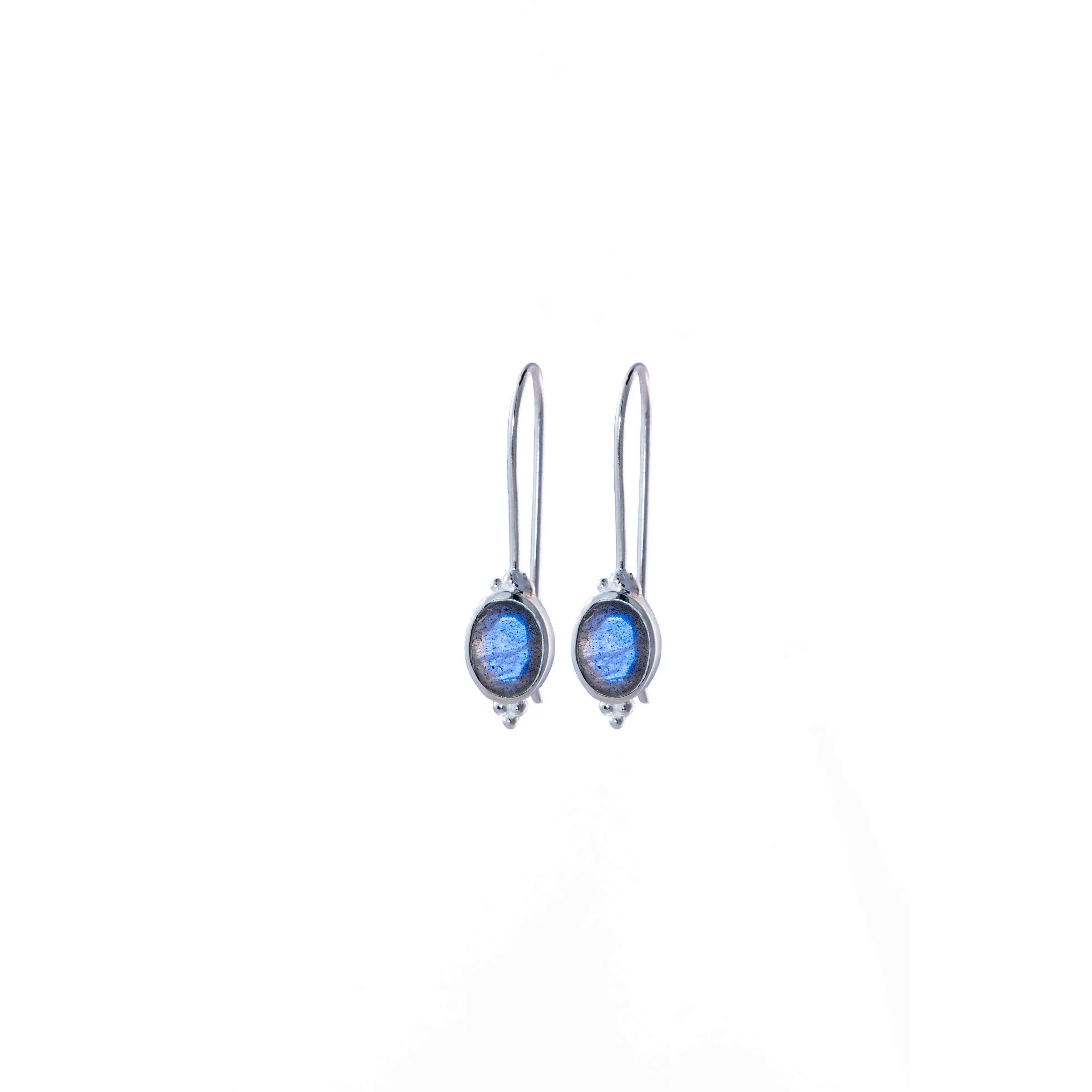 Natural Labradorite Hoop Earrings | 925 Sterling Silver Earrings