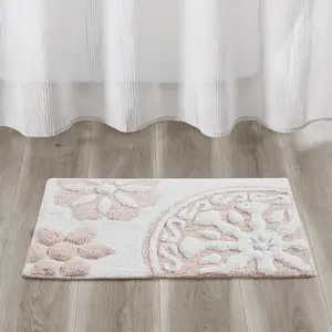 Medallion Cotton Tufted Bath Rug Absorbent Mat Round Decor