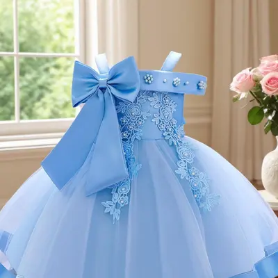 newborn party dress Janyas Closet Blue Hankie Draped with Booties & Bo is knitted from high Party Dresses Birthday Dress For