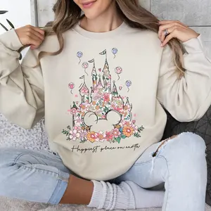 Happiest Place on Earth Shirt, Magic Kingdom Tee, Cartoon Castle Floral Shirt,Magical World Shirt,Magical Kingdom,Cartoon World Sweatshirt 6Y