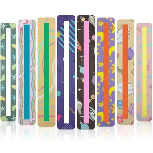 16 Pieces Guided Reading Strips Highlight Colored Dyslexia Tools for Kids Bookmark Reading Rulers Highlighter Trackers Teacher Education Classroom Supplies Cute Style