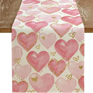 1pc,Valentine's Day Table Runner Heart Decor, Indoor Outdoor Holiday Anniversary Home Party Decoration, 1 Piece