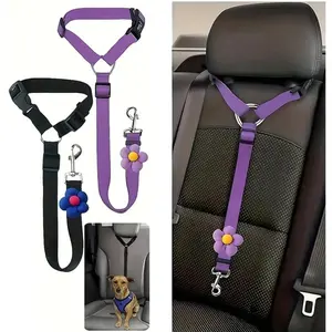 2PC Adjustable Dog Car Seat Belt Pet Safety Harness for Travel