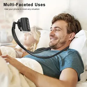 Adjustable height phone holder, neck mount, lazy phone holder accessory, 360-degree adjustable phone holder