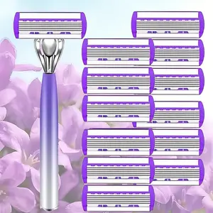 Women's Stainless Steel Razor Blade Set, Replaceable Blades, Smooth Shaving Experience, Non-Electric, Ideal for Body Hair Removal, Leg Hair Removal, Personal Care Essential