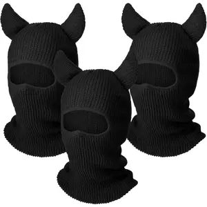 3 count Winter Balaclava Ski Mask with Devil Horn Warm Knitted Full  Cover for Men Women Windproof Outdoor  Cycling