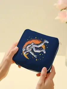 Cute Portable Astronaut Pattern Sanitary Pad Storage Bag, Lightweight Organizer for Women, Perfect Travel Makeup Pouch for All Seasons