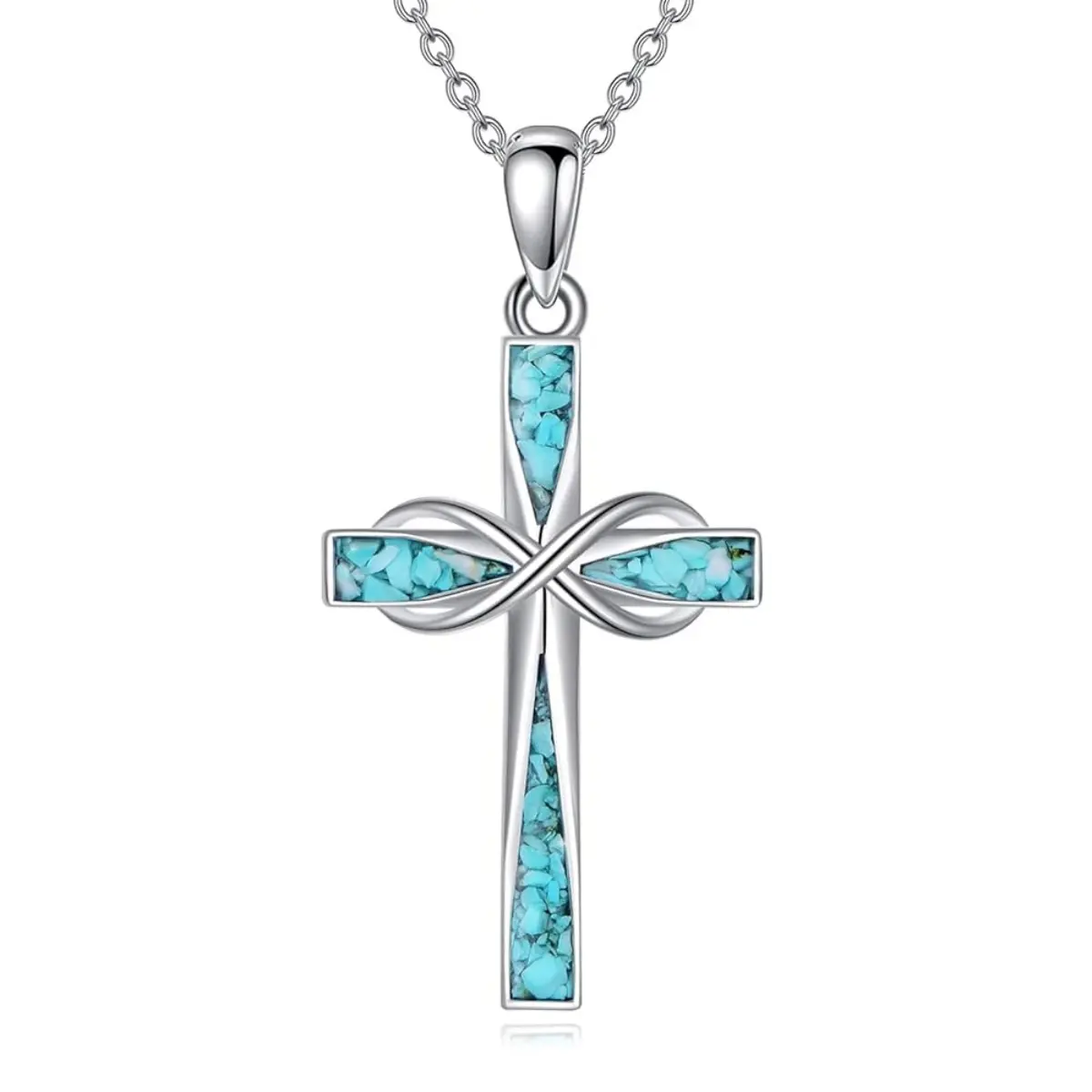 Cross Necklace Silver Origami Turquoise Cross Pendant Necklace Religious Jewelry Gifts For Women Men Cross Necklace Silver Origami Turquoise Cross Pendant Necklace Religious Jewelry Gifts For Women Men