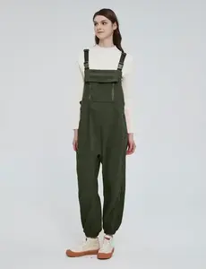 Fleece Overalls for Women Loose Fit Casual Adjustable Strap Bib Jumpsuits With Pockets Womenswear Basic