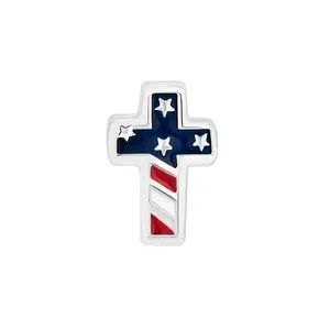 USA Flag Cross Charm