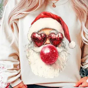 Santa Blowing Bubble Sweatshirt, Christmas Shirt, Santa Red Bubble Sweater, Christmas Gift, Holiday Hoodie, Winter Crewneck, Xmas Vibes Outfit For Her