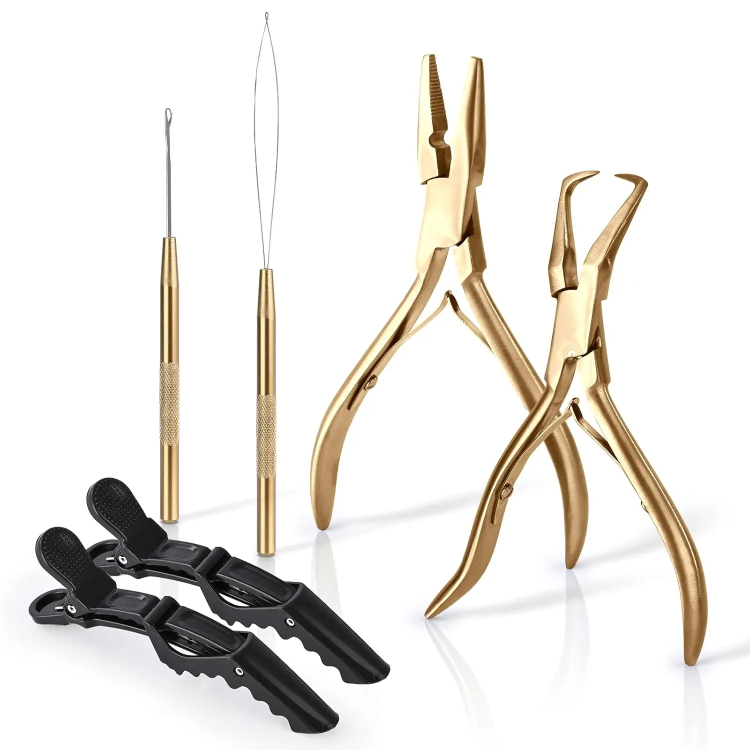 Hair Extension Beading Tool Kit Stainless Steel Hair Extensions Micro link Bead Closer and Remover Pliers set