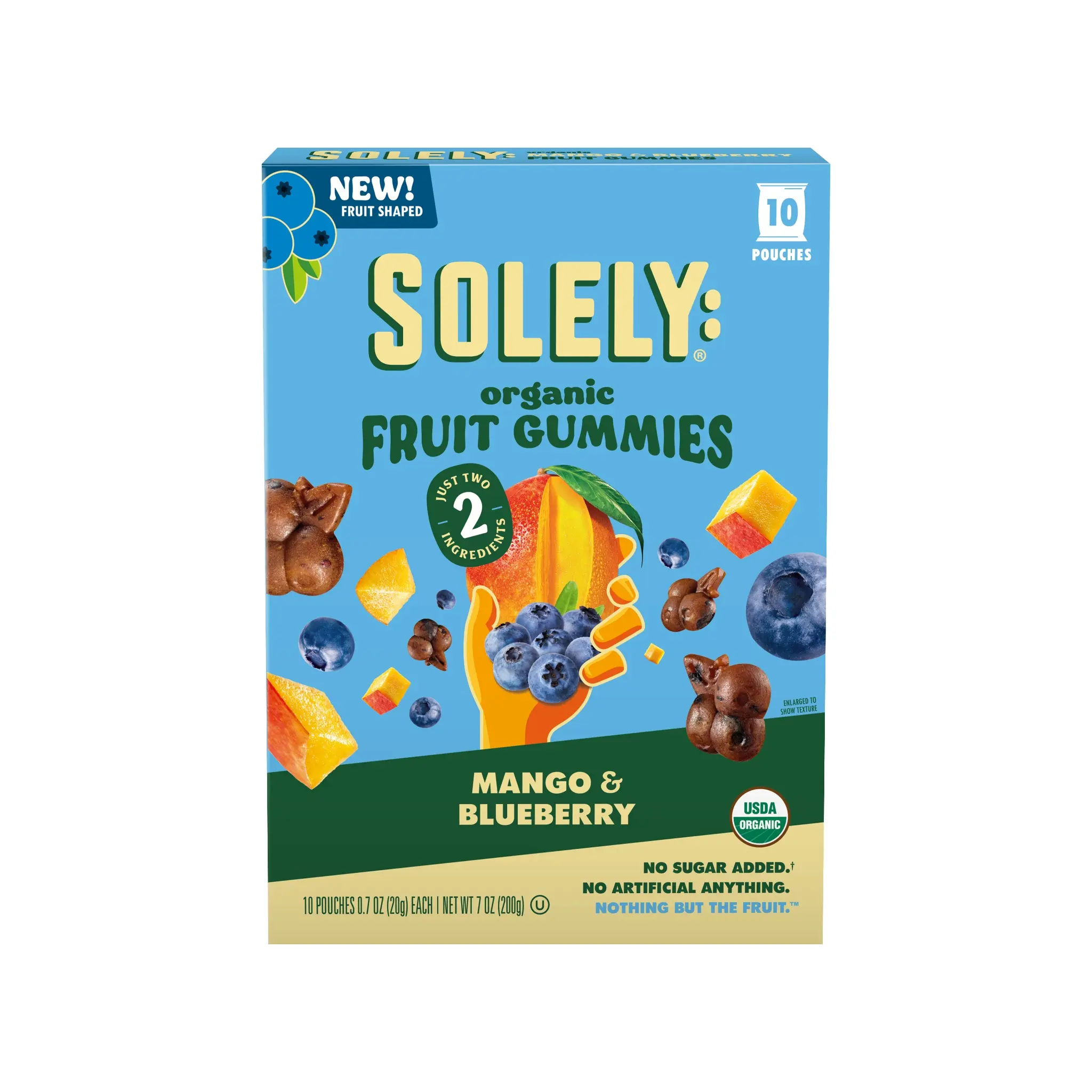 Solely Organic Mango & Blueberry Fruit Gummies, 0.7 oz (10 Count)