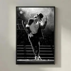 [SALE UP TO 45%] Michael Jackson Style Dance Poster Print, Black and White Music Legend Wall Art