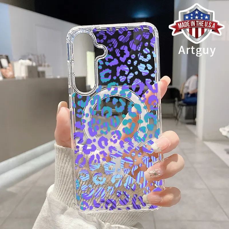 Magnetic Phone Case for Samsung Galaxy S23 S24 FE Plus S25 Ultra  Ultra S22+ Cyber Leopard Pattern TPU Shockproof Anti-Scratch Stylish Smartphone Cover