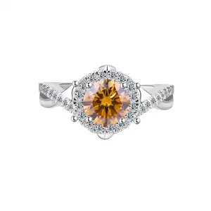 Holiday Gift For Her S925 Sterling Silver Synthesis Moissanite 1 Carat Ring D Color VVS1 Clearance Brilliant Cut Women's Fine Jewelry Pave Engagement Ring Bridal Rings