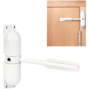 Automatic Safety Spring Door Closer Easy to Install to Convert Hinged Doors to Self-Closing White