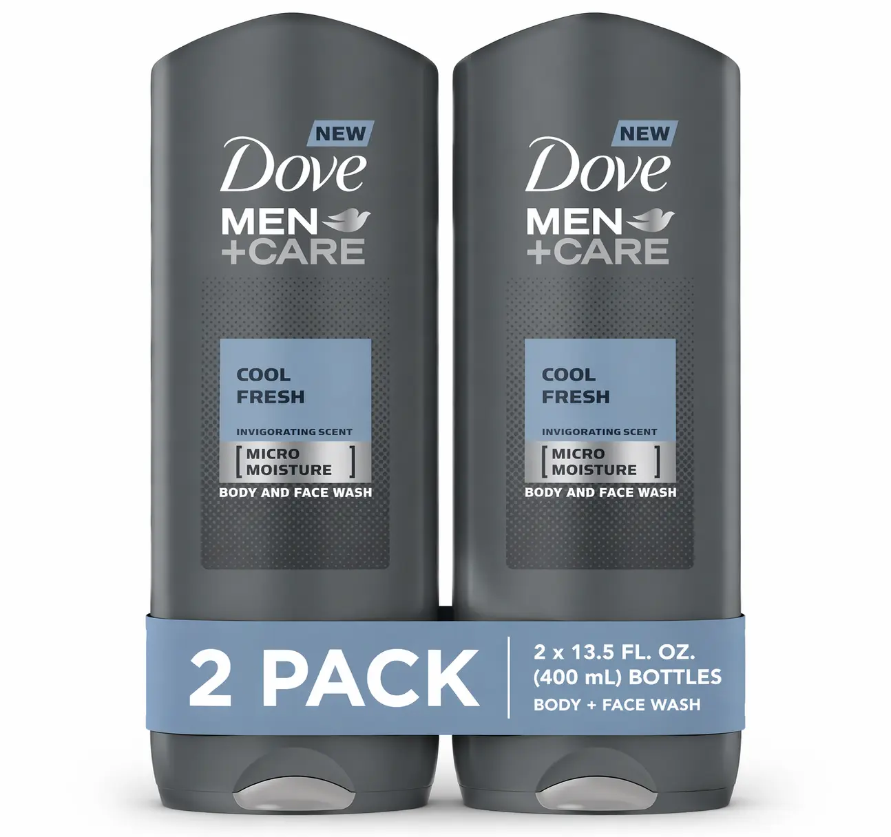 Dove Men Body Wash Cool Fresh 400ml (2-Pack) | Invigorating Scent | Hydrating Daily Shower Gel