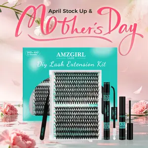 AMZGIRL LASH 320 Clusters DIY Cluster Lash Extension Kit 30D+40D 60D+80D Eyelashes Waterproof Bond and Seal DIY Lash Extensions Lash Clusters Waterproof Lash Clusters Kit  Makeup Cosmetic