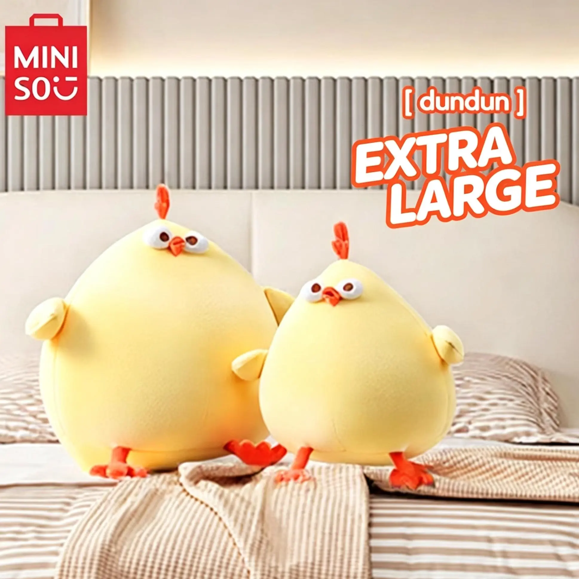 MINISO DunDun Chicken Plush Toy, Kawaii Chicken Stuffed Animal, Cute Character Doll, Soft Collectible Gift for Fans