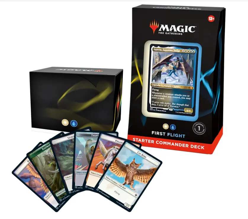 Starter Commander Deck – First Flight (White-Blue) | Ready-to-Play Deck for Beginners and Fans | Ages 13+ | Collectible Card Games
