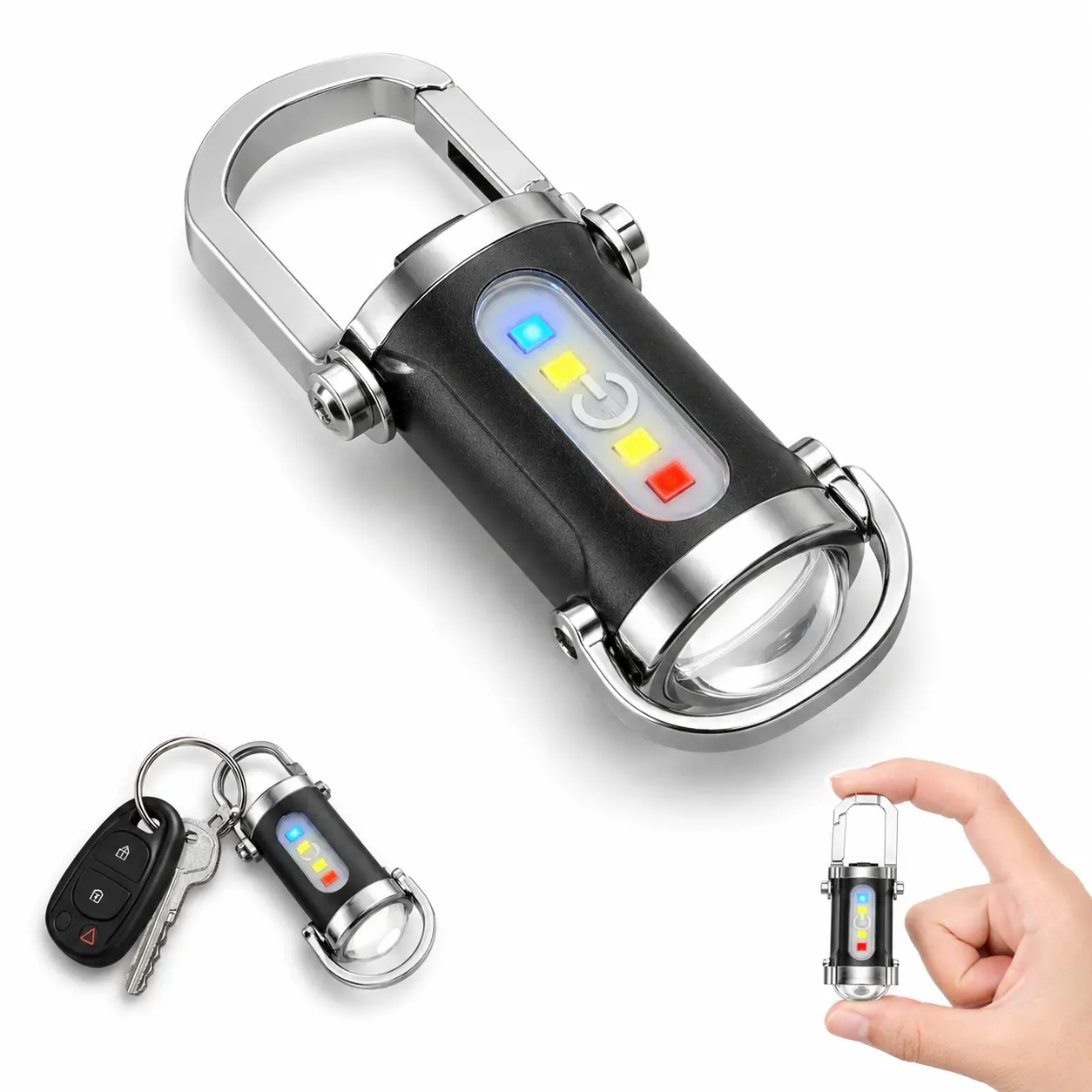 Mini Keychain Flashlight, USB-C Rechargeable LED Flashlight with Adjustable Multi Modes, Super Bright Portable Torch for Camping, Hiking & Emergency