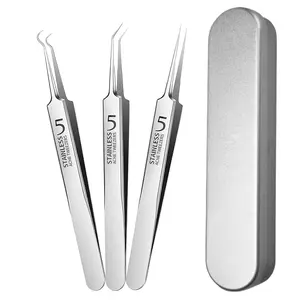3pcs Blackhead Tweezers, Blackhead Removal Tweezers, Blackhead Extractor, Pimple Popper Tool Kit, Professional Stainless Skin Zit Acne Blemish Whitehead Popping Removing Surgical Tools Set, Silver