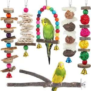 Bird Perch Bird Toys Parakeet Toys,Bird Cage Accessories Wooden  Toys Perch Stand for Parrot Conure Cockatiel Lovebird Parrotlet Budgie Finches and Other Small to Medium Sized Birds
