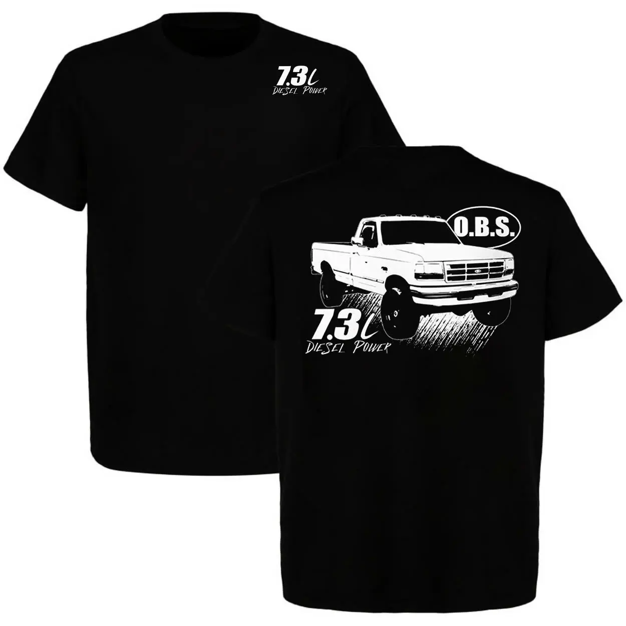 Unisex 100% Cotton T-Shirt with 7.3L Engine Graphic, Casual Streetwear Short Sleeve Crewneck Top, Gift for Car & Truck Lovers, T Shirts, 100% Cotton Tee